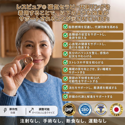 【2026年革新テクノロジー・今だけ80%OFF】✅ Resupe® スリミング・メタボリズム磁気リング：3つのコア技術で毎日の代謝をサポート。1日たった30分の装着で、体重管理＆めぐり・リンパの流れをサポート。さらに、関節の快適さ、質の良い睡眠、頭のスッキリ感までトータルケア。